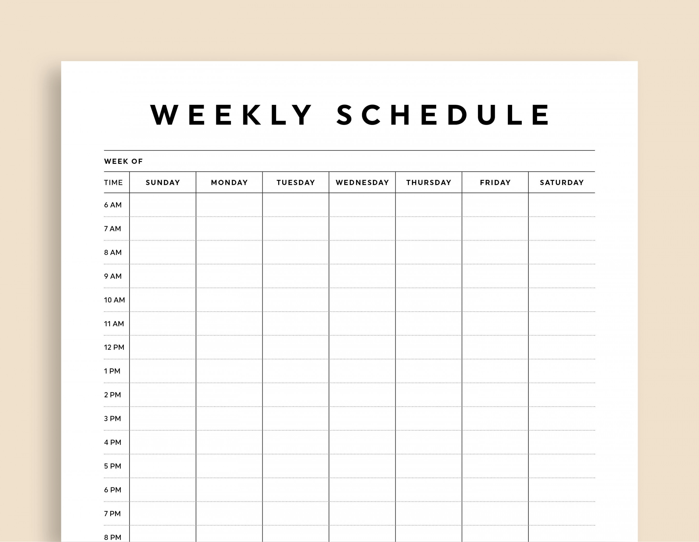 Time Block Planner Printable, Hourly Weekly Schedule, Daily Agenda