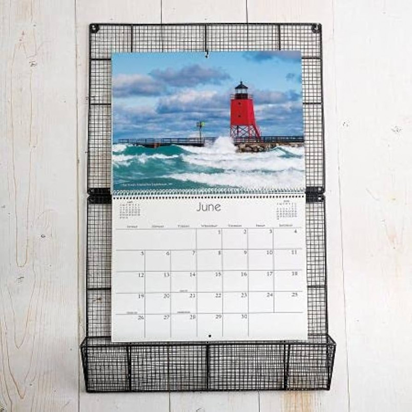 Vintage Grid Wire Calendar Holder - Holds a  x " Calendar, Storage Basket