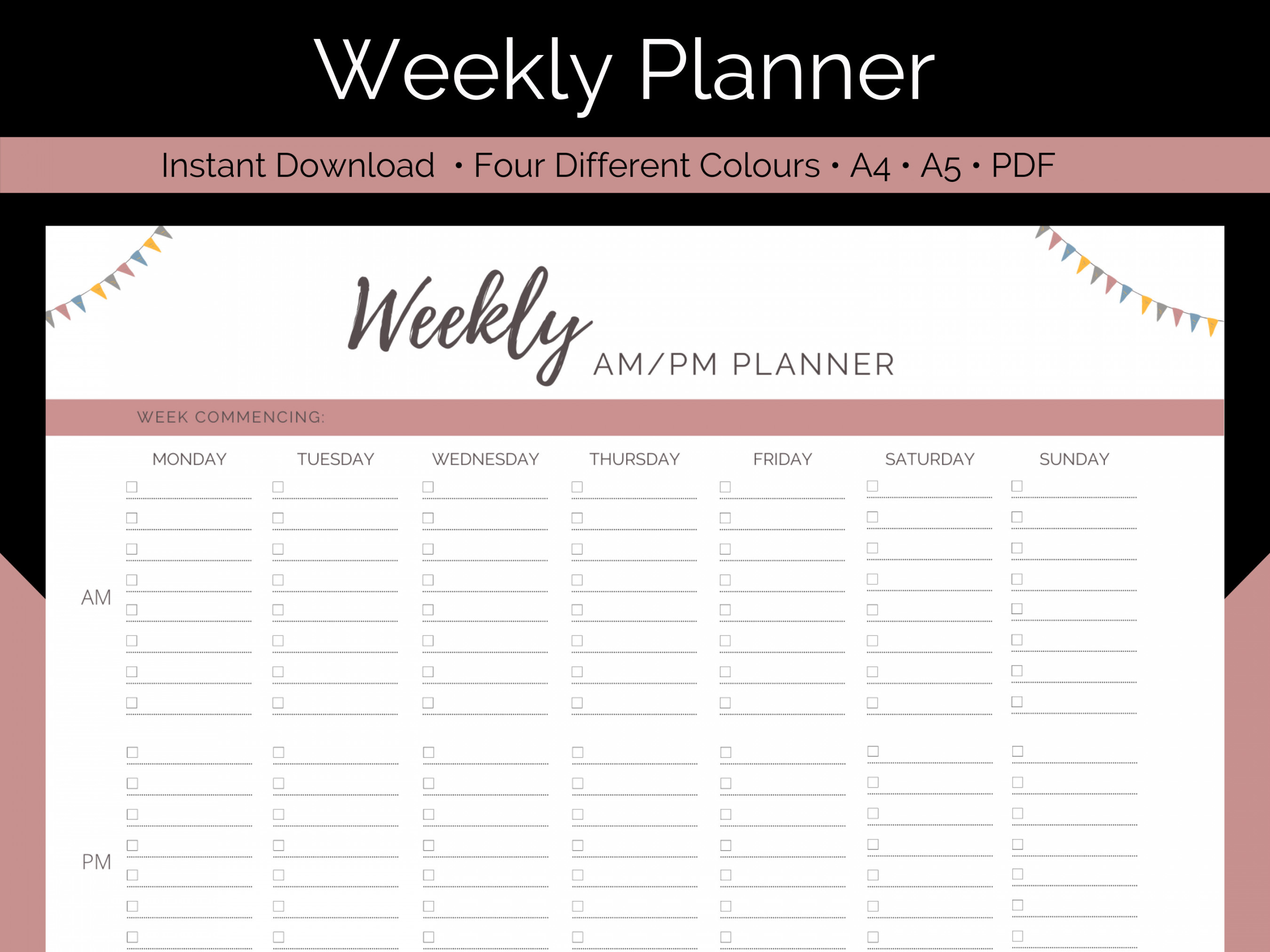 Weekly AM PM Planner Printable Weekly Schedule Template - Etsy