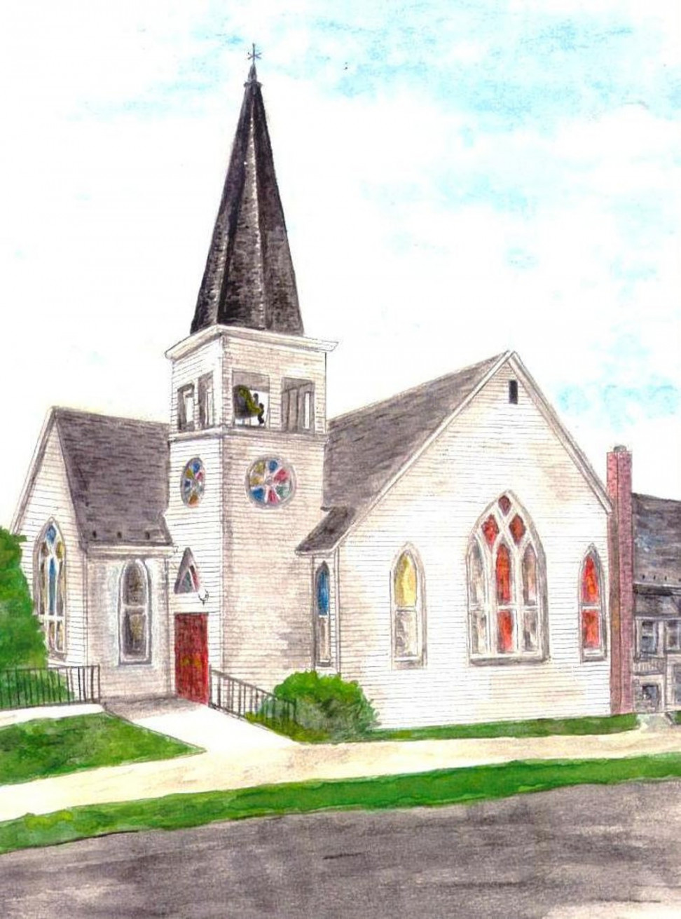 White church watercolor print religious painting maryland etsy