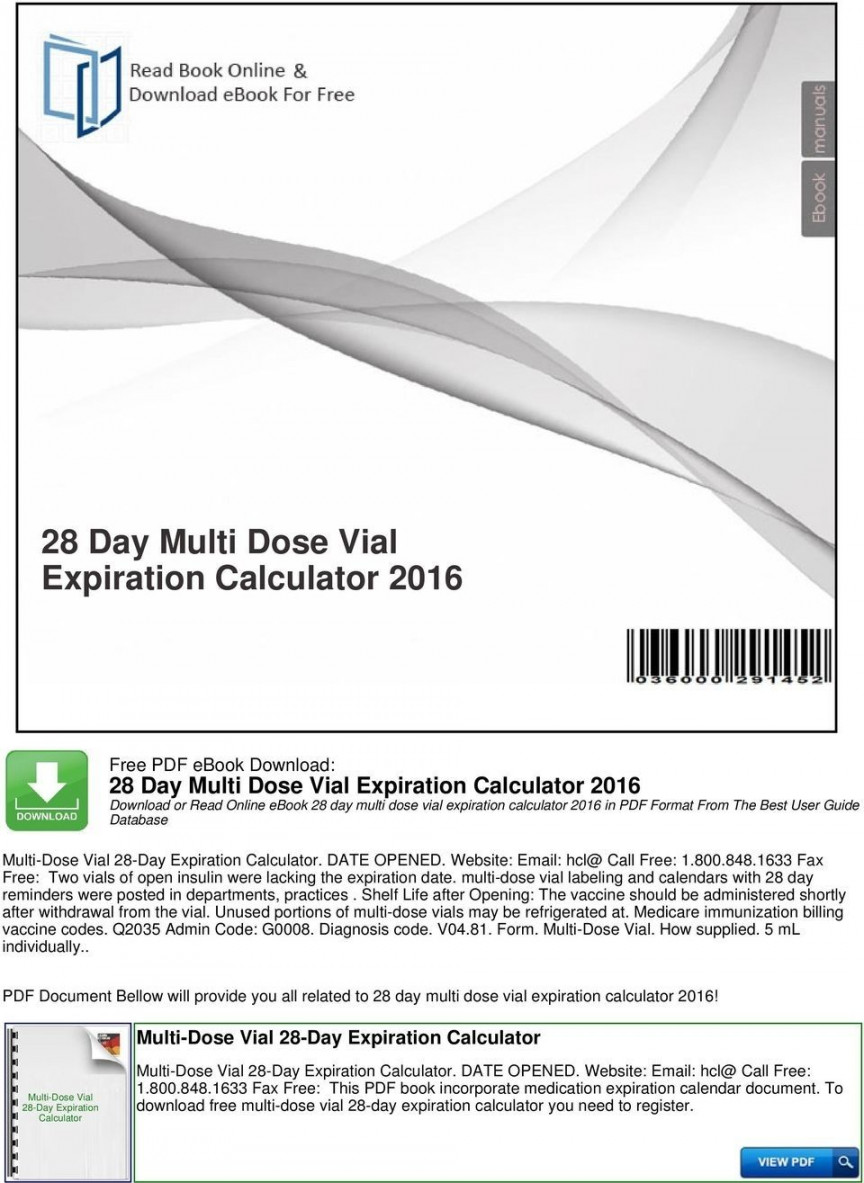 Day Multi Dose Vial Expiration Calculator Pdf Free Download