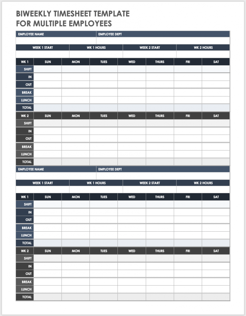 Free Biweekly Timesheet Templates  Smartsheet