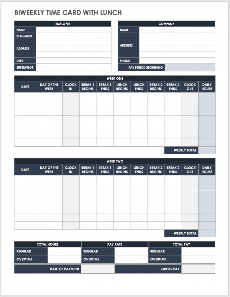 Free Biweekly Timesheet Templates  Smartsheet