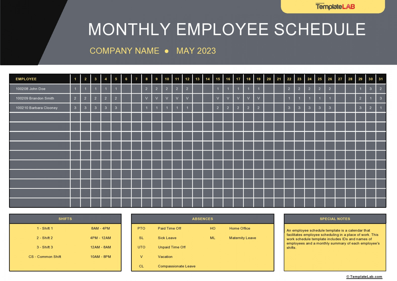 Free employee schedule templates (excel, word, pdf)