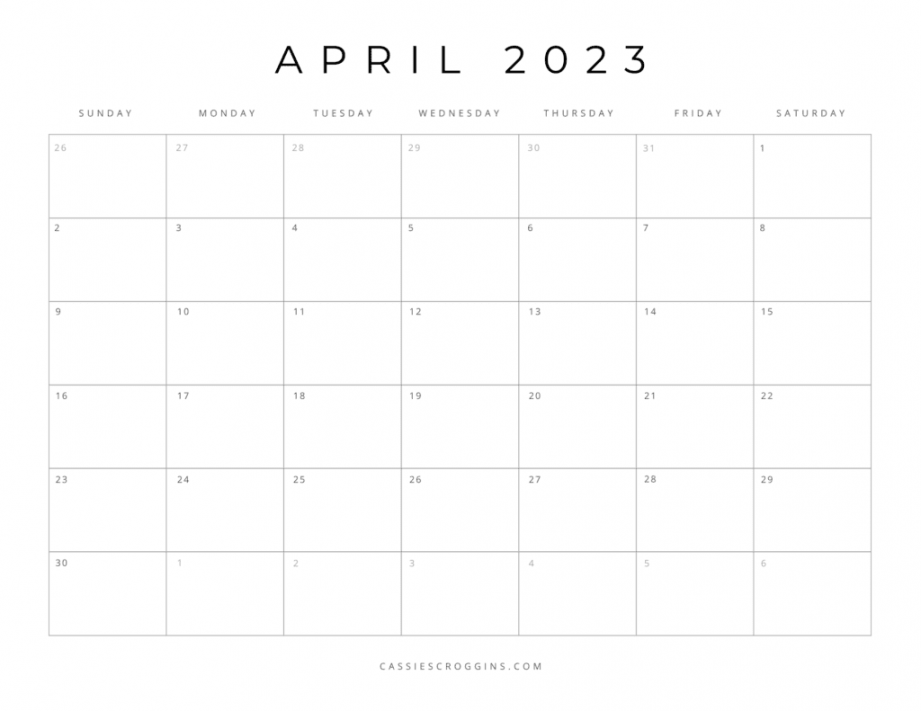 Free printable calendar templates (all months)