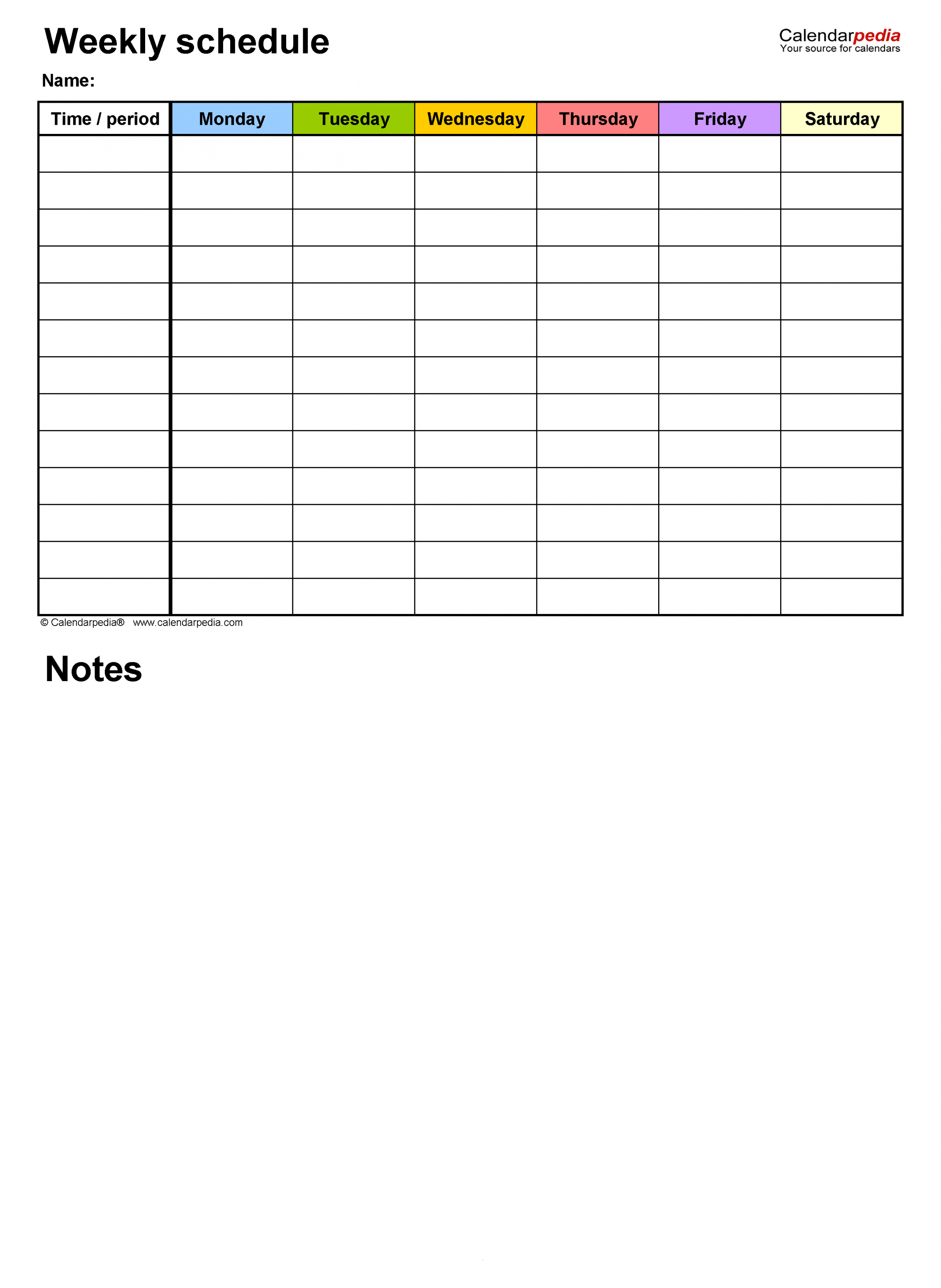 Free Weekly Schedules for Word -  Templates