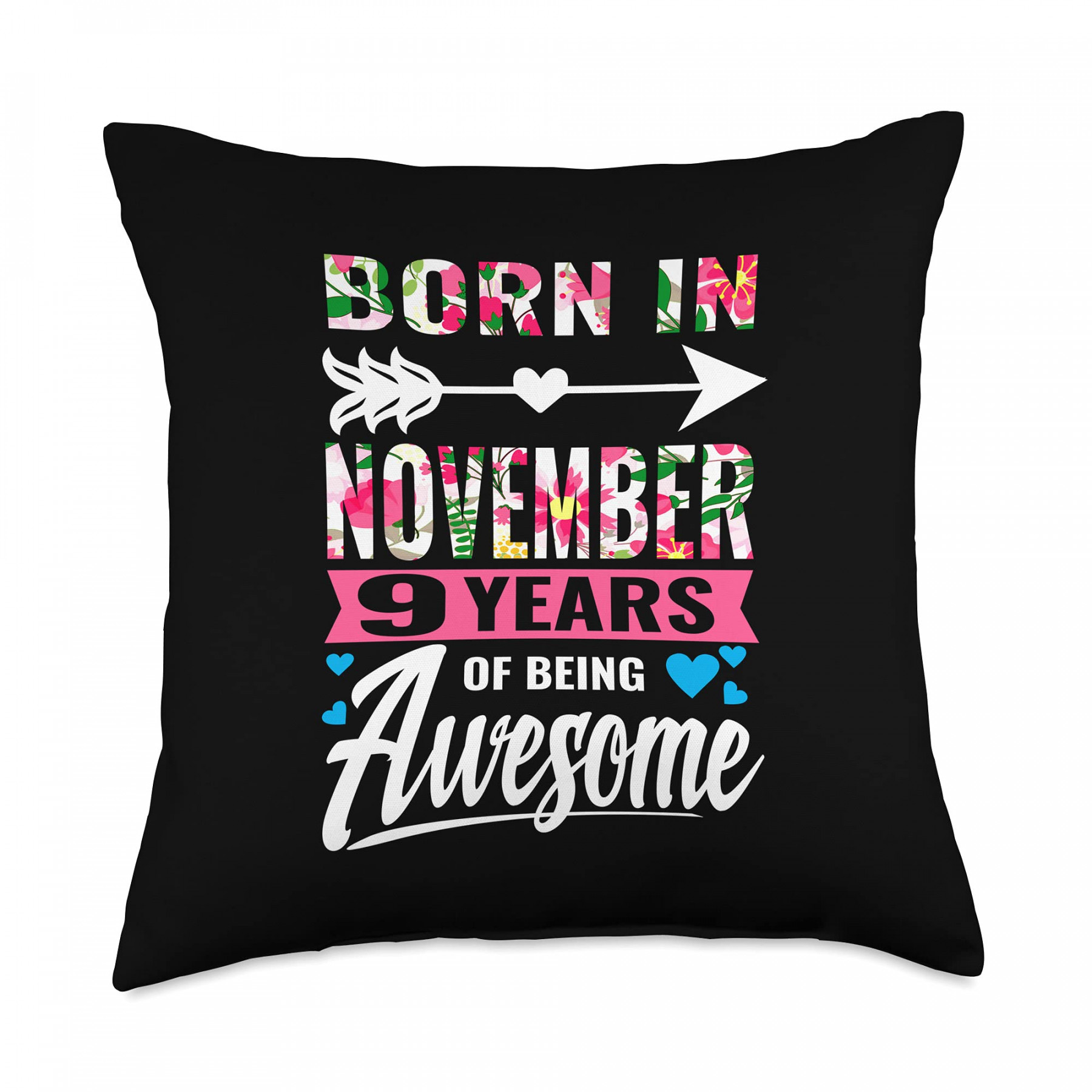 Kids  th Birthday Girl Cute Born in November  Years Old Throw Pillow,  x, Multicolor