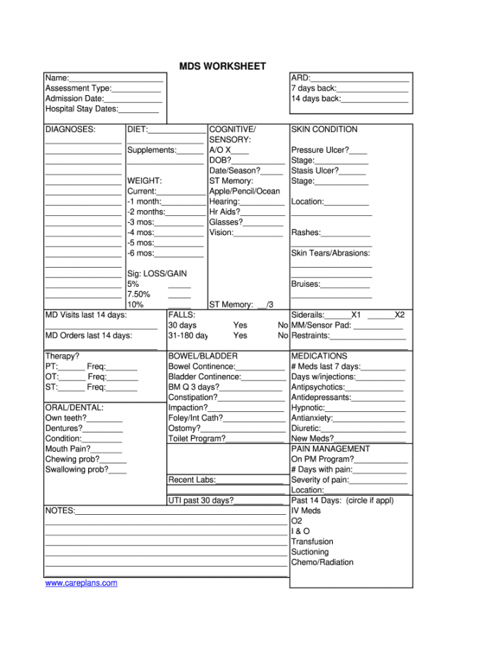 Mds assessment cheat sheet fill online, printable, fillable