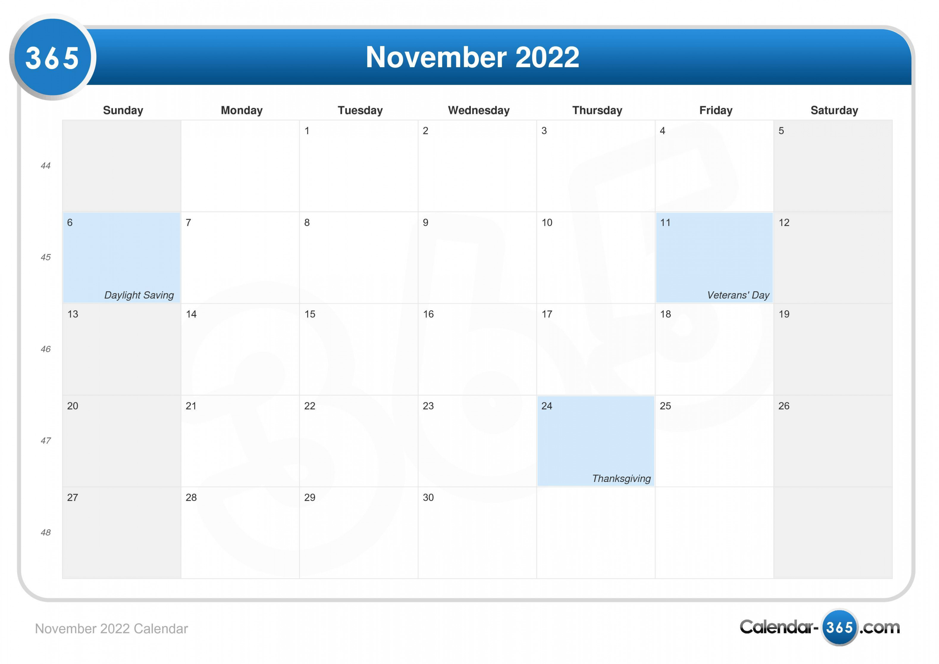 November  Calendar