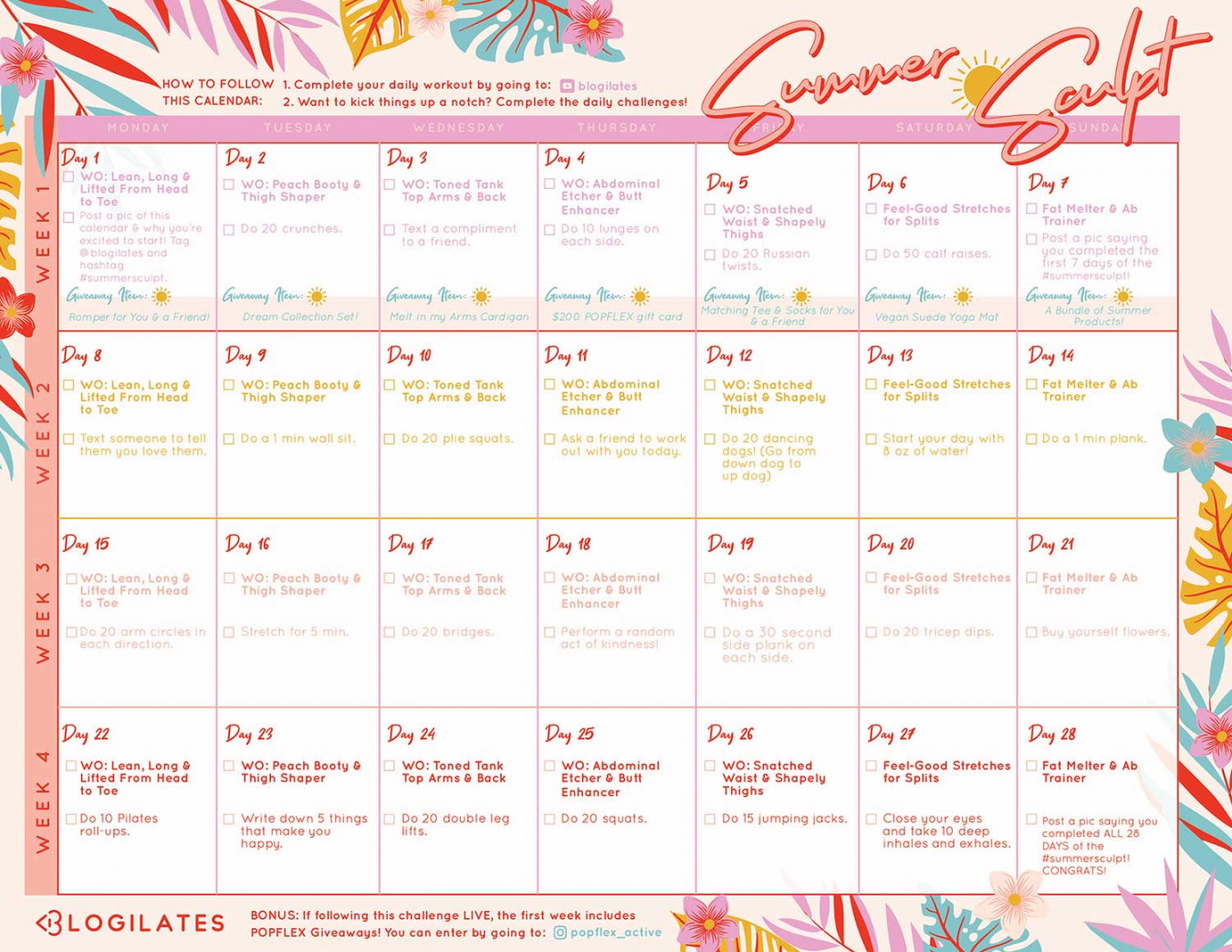 Official day summer sculpt program! blogilates