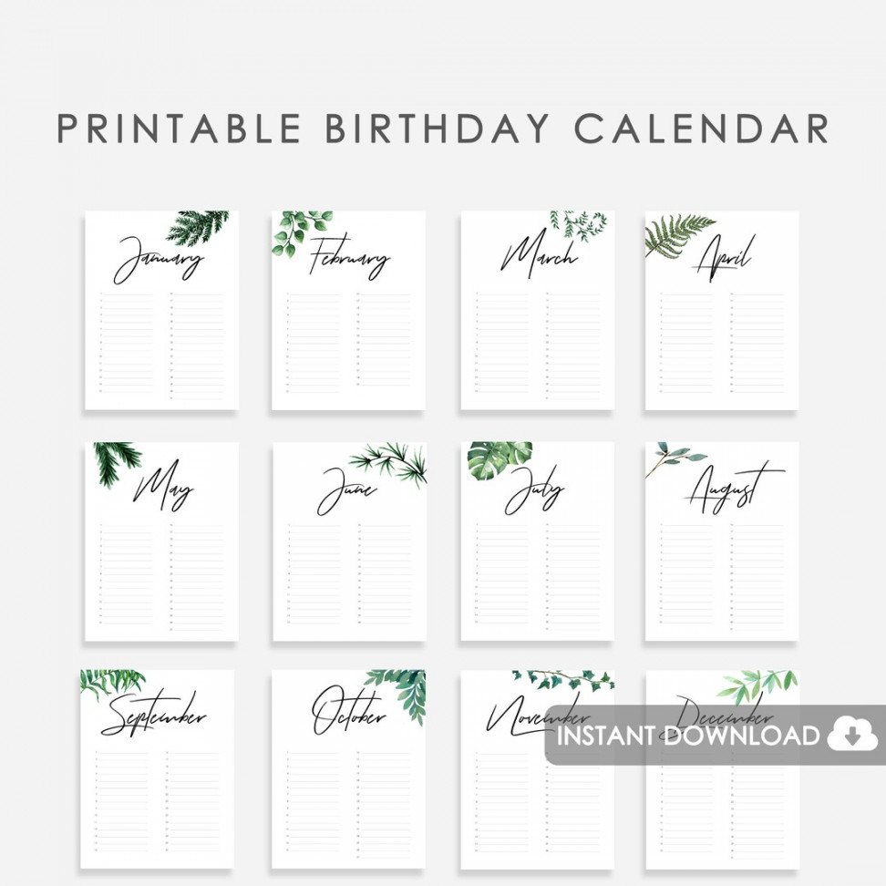 Perpetual Birthday Calendar Printable Wedding Guest Book - Etsy