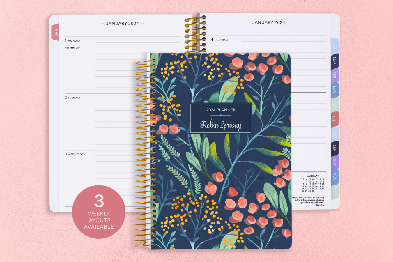 Personalized Planner - Calendar Add Monthly Tabs Custom