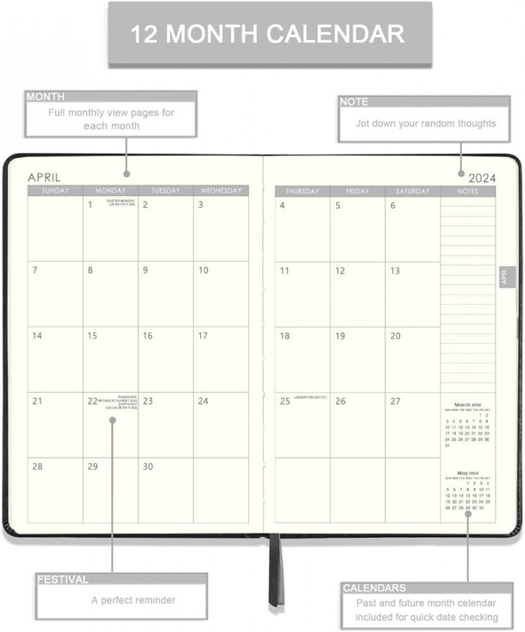 Planner - Planner , Weekly & Monthly with Calendar Stickers, Jan   - Dec , .7" X