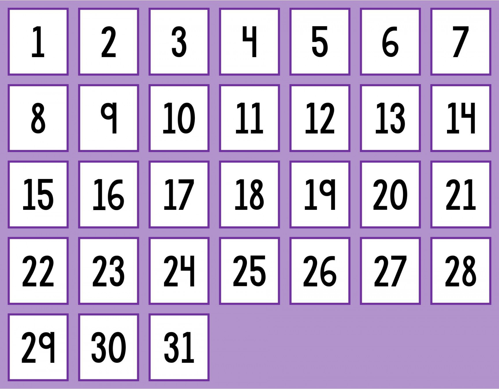 Printable Classroom Calendar Numbers  Printable calendar numbers