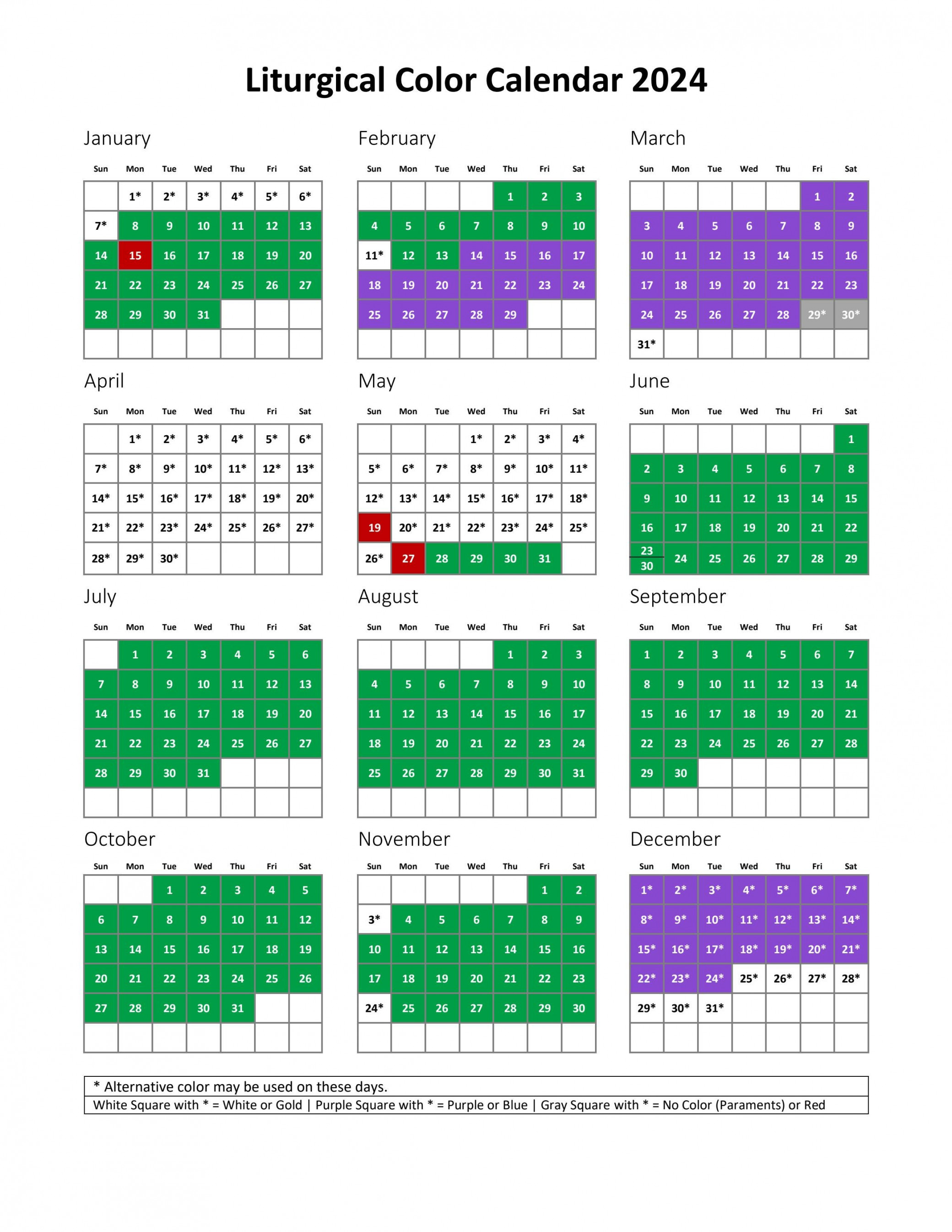 Cokesbury liturgical color calendar by united methodist