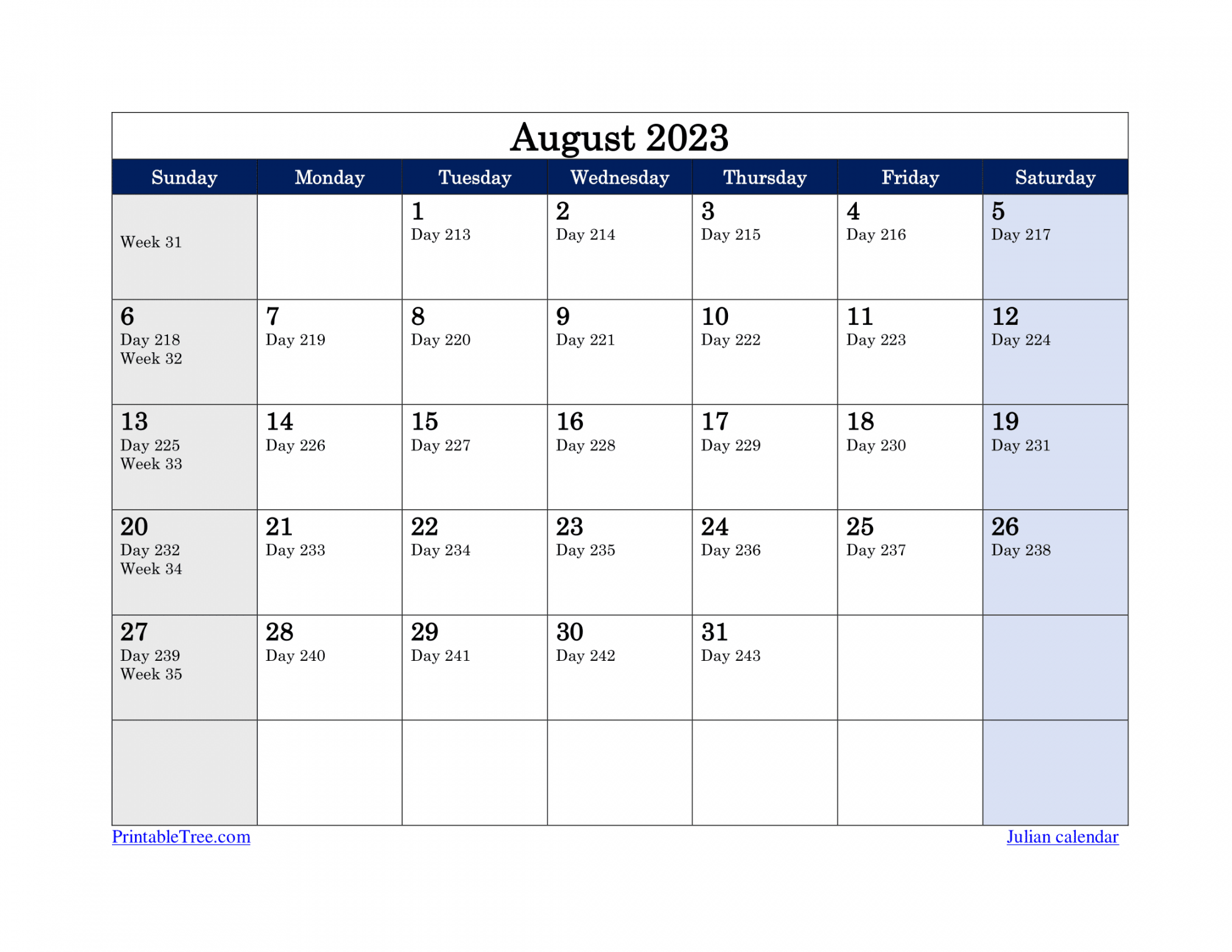 Free Printable Julian Date Calendars for , and  PDF Templates