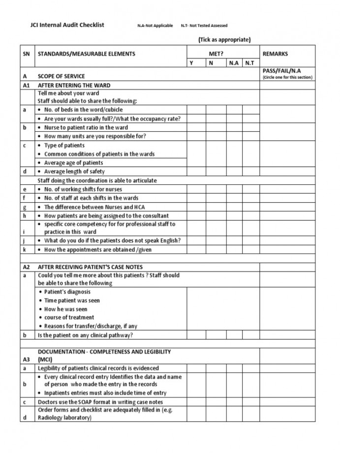 Jciinternalauditchecklist   PDF  Pharmaceutical Drug