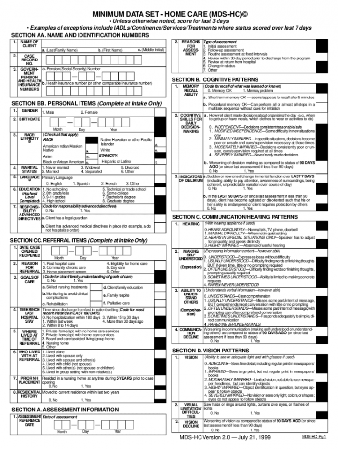 Minimum Data Set Example - Fill Online, Printable, Fillable, Blank