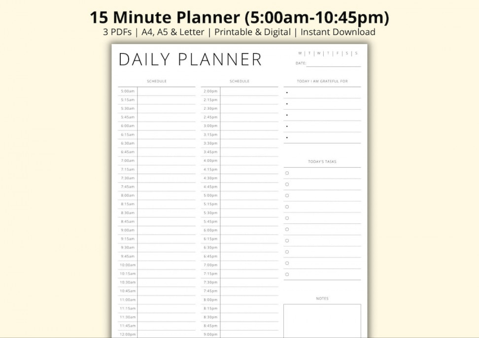 Minute Planner Printable, Appointment Tracker, Time Block PDF, Day  Schedule Template, Daily Overview, Productivity Planner, A/a/letter - Etsy