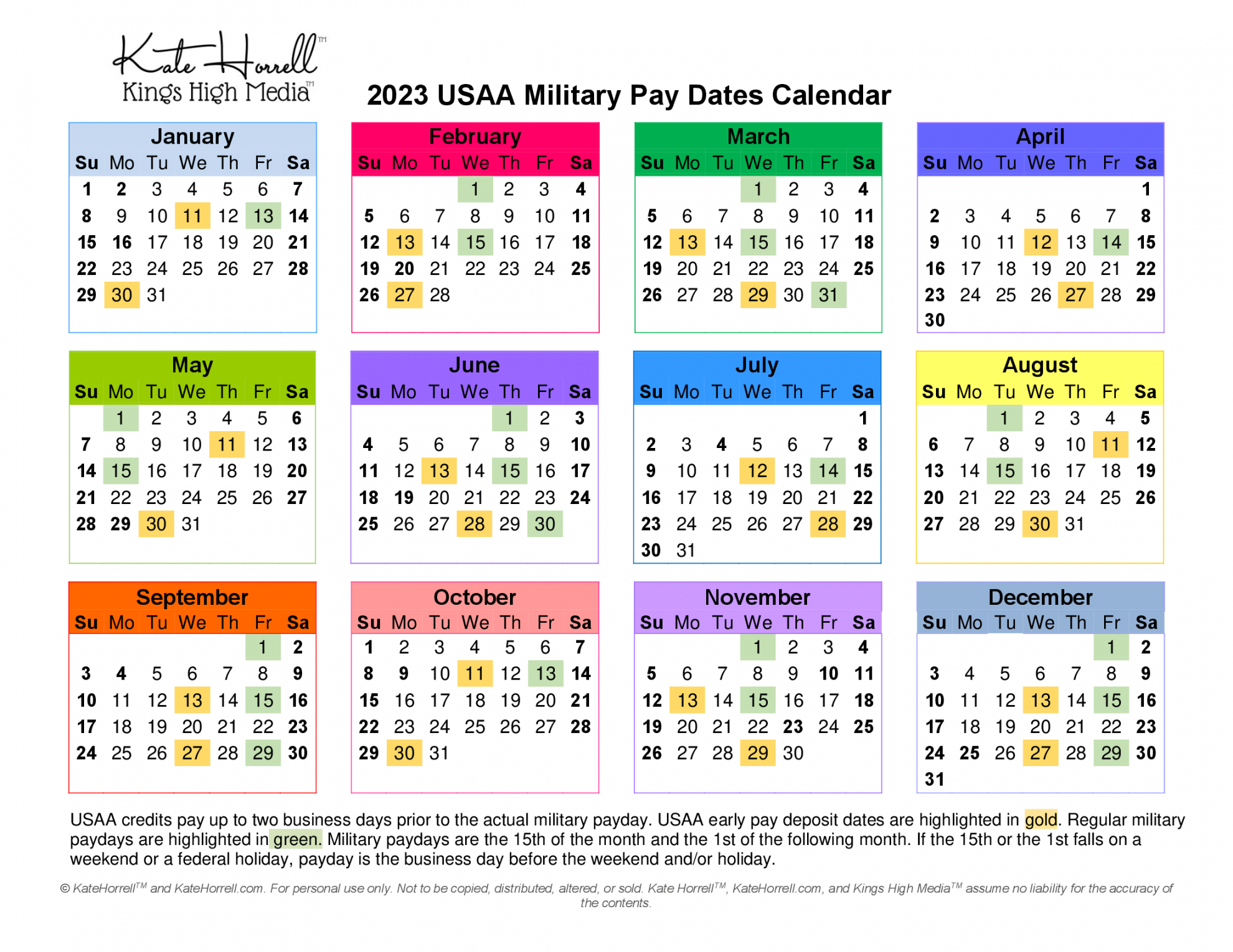 / USAA Military Pay Dates - With Printables • KateHorrell