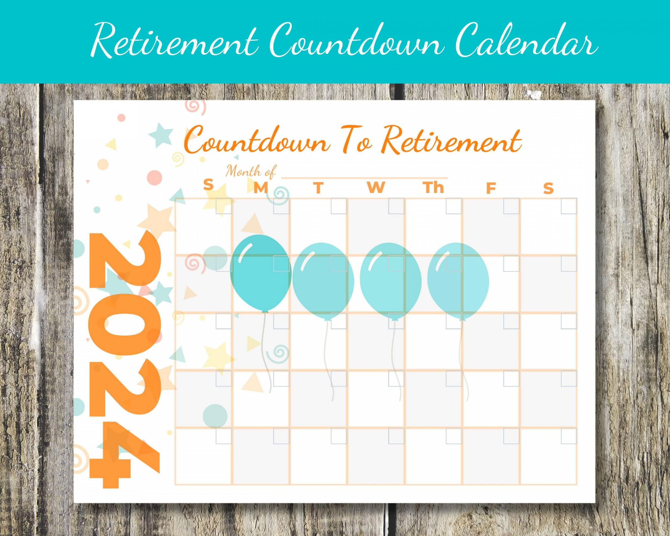 Countdown to Retirement Printable Calendar, Fun Way to Count the