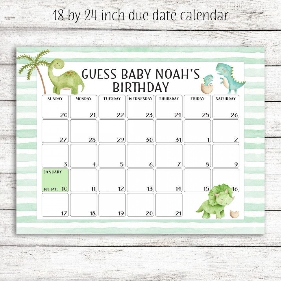 Dinosaur Due Date Calendar / Dinosaur Guess the Baby