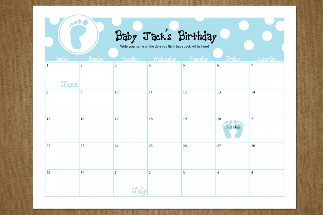 Free Printable Baby Due Date Guess Calendar  Due date calendar