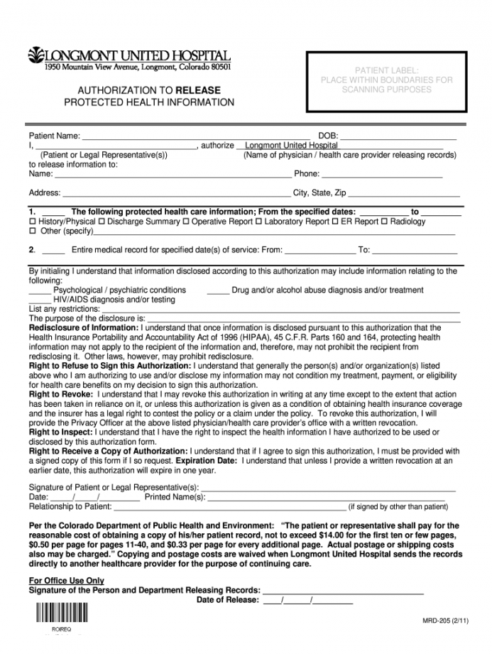 Hospital Release Form - Fill Online, Printable, Fillable, Blank