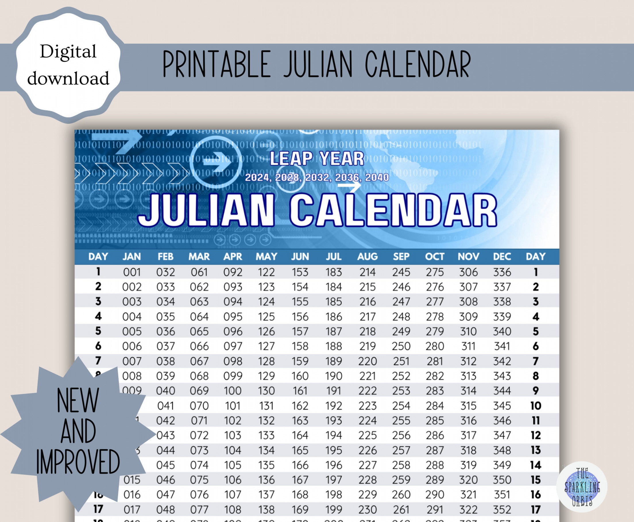Julian Calendar Military Government Digital Download Printable PDF