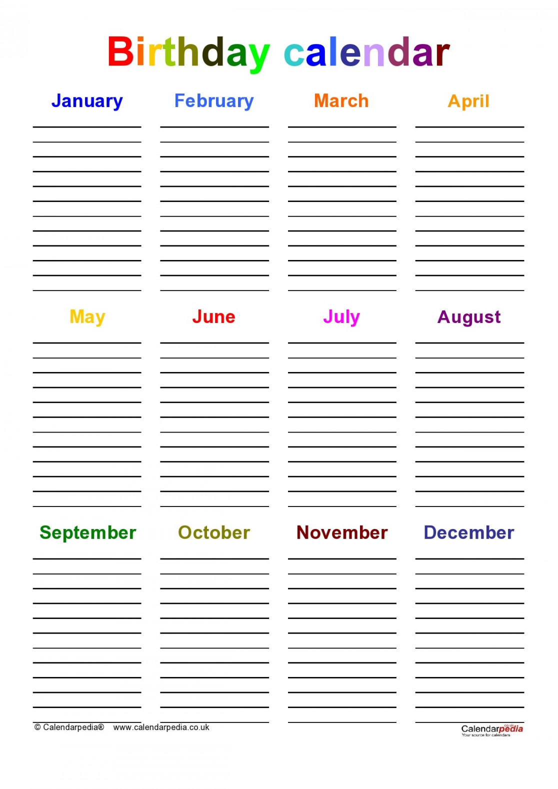 Editable Birthday Calendar Templates (% Free)