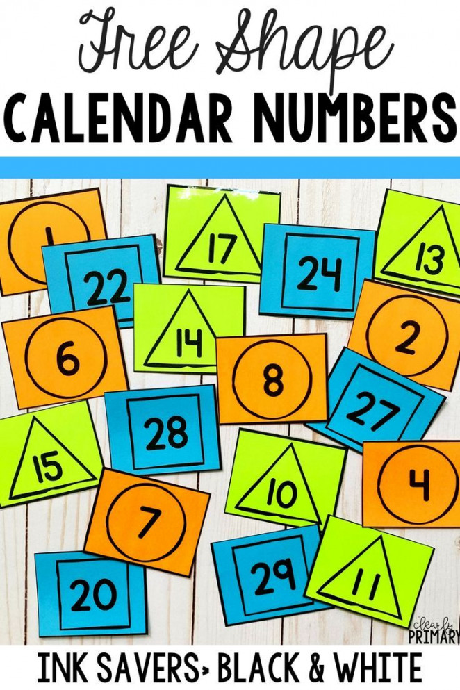 Free Shape Calendar Numbers  Patterns