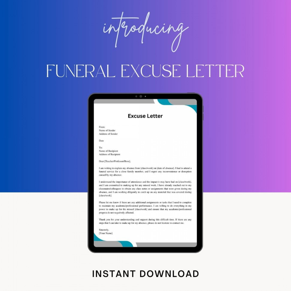 Funeral Home Excuse Letter for Work Sample & Examples Word