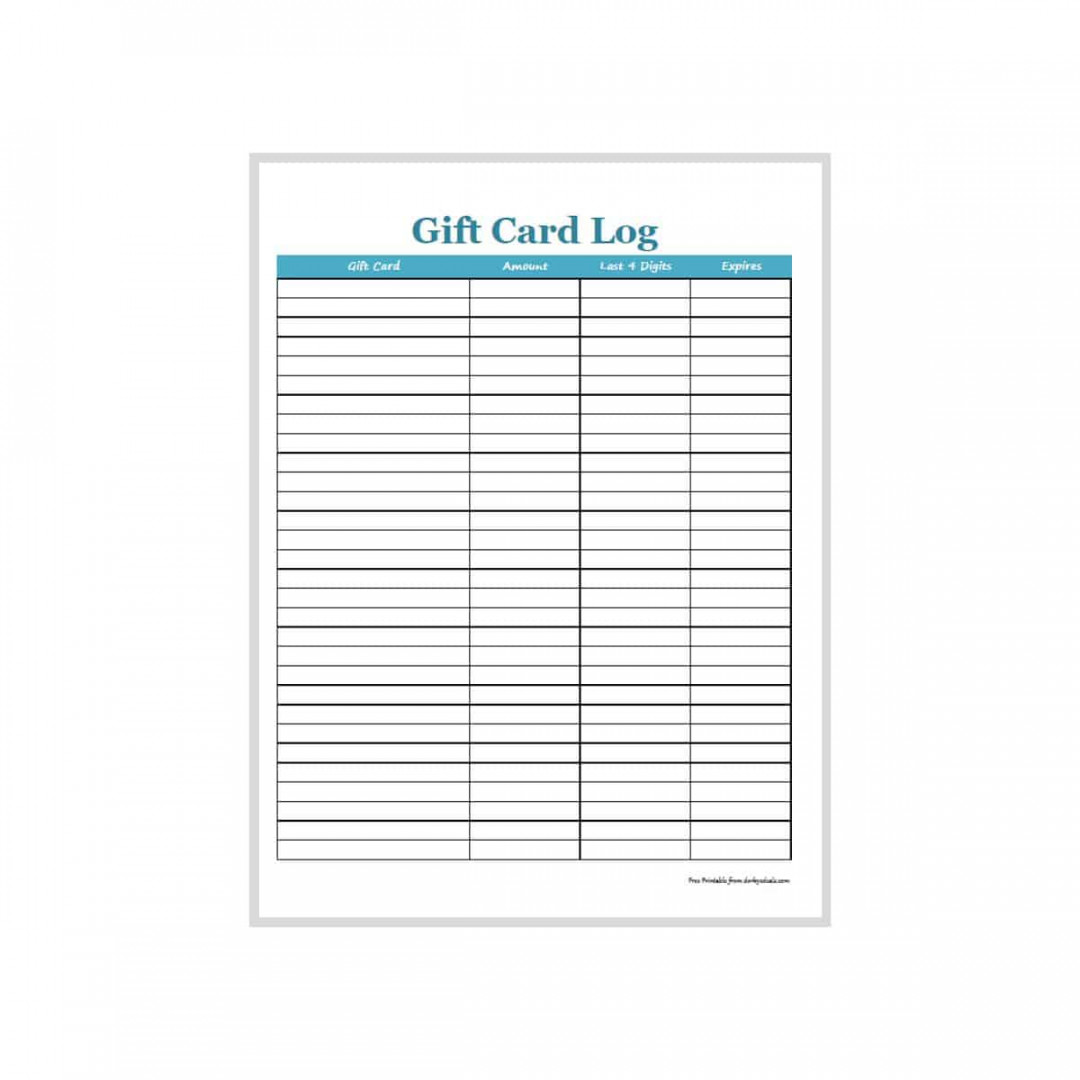 Gift Card Tracking Log (Free Printable!)