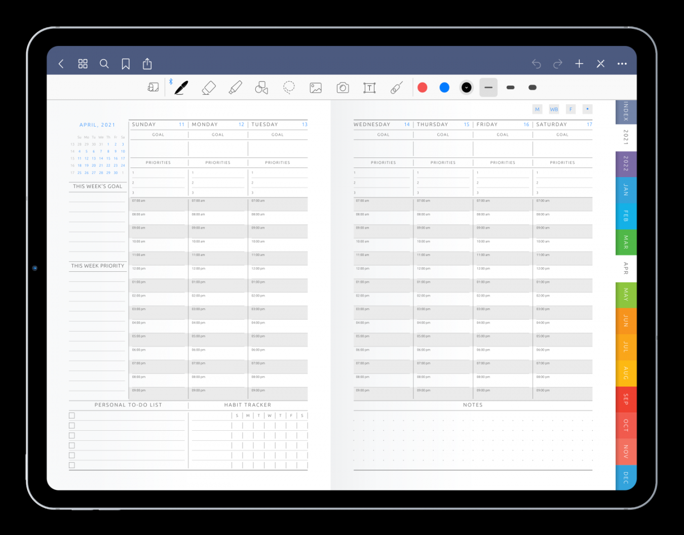 iPad Weekly Planner - Get Your Digital Planner Template PDF for