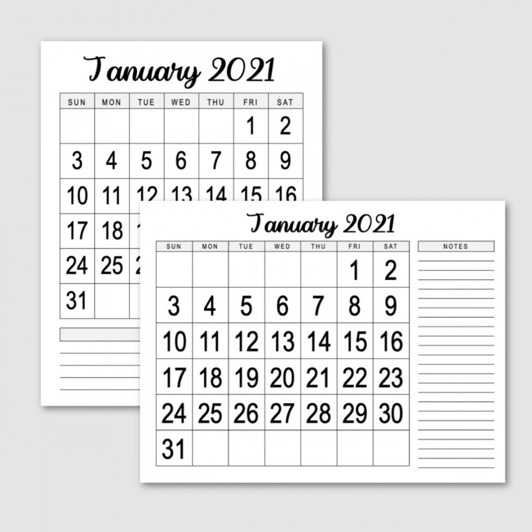 Large Print  Calendar Free Printable — Krafty Planner