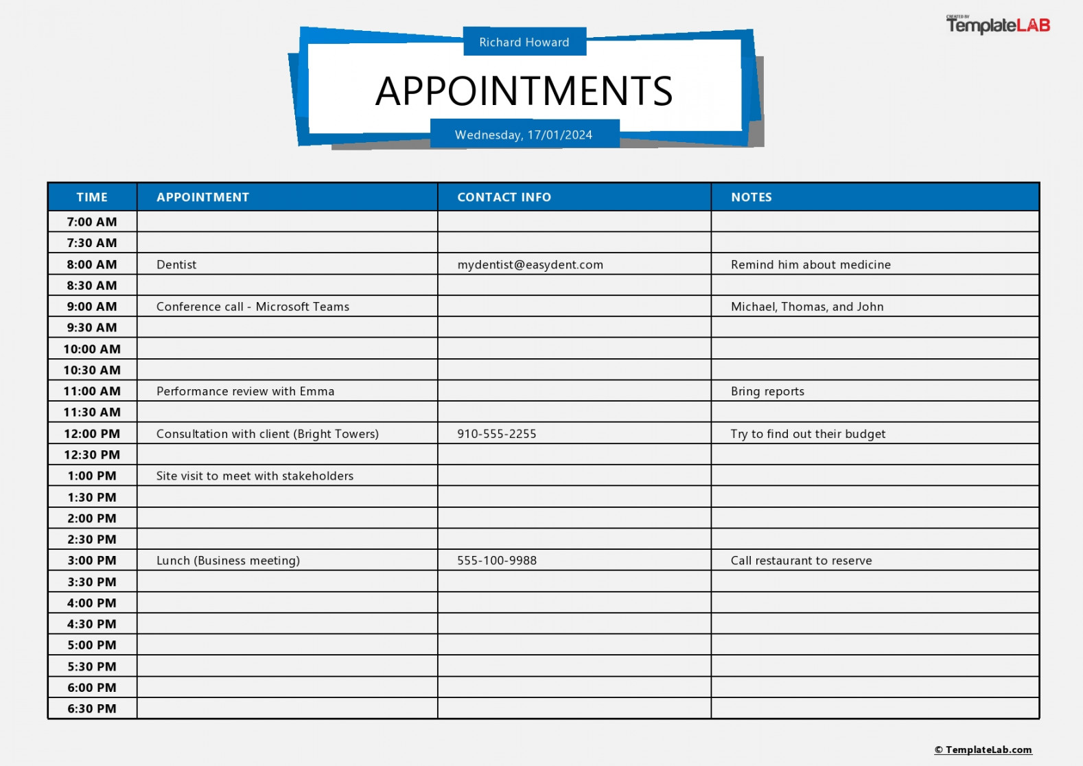 + Printable Appointment Schedule Templates [& Appointment Calendars]