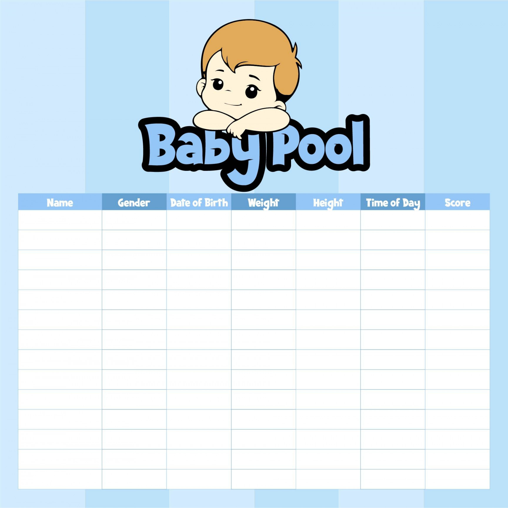 Printable Baby Pool Template Excel  Printablee  Baby pool, Baby