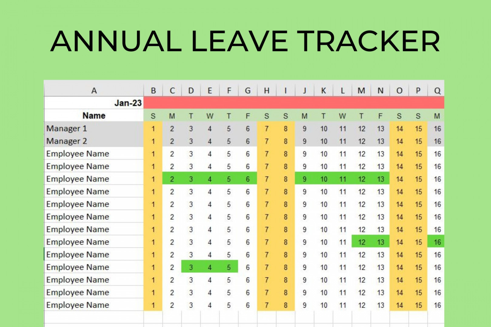 Staff Annual Leave Tracker, Holiday Calendar for Work, Excel