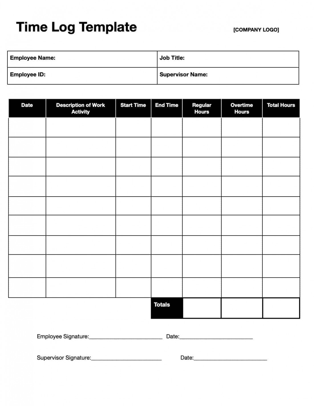 Time Log Templates: Download & Print for Free!