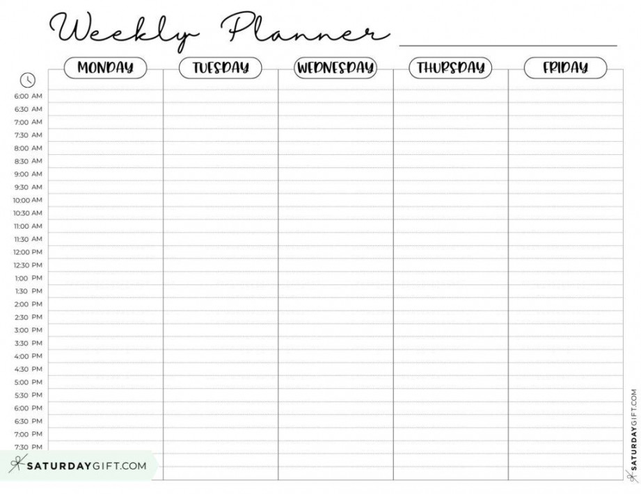 Weekly planner printable -  cute free weekly calendar templates