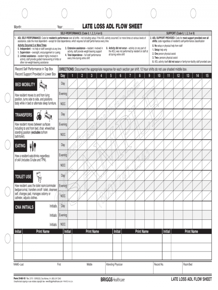 Adl Flow Sheet - Fill Online, Printable, Fillable, Blank  pdfFiller