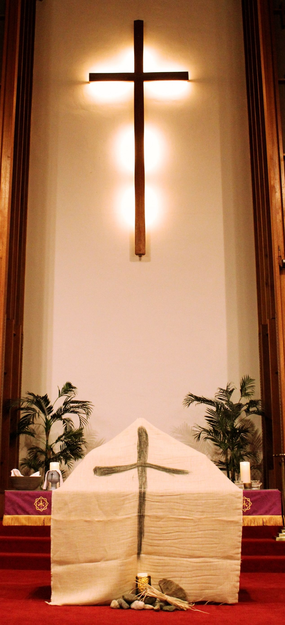 Ash Wednesday  altar at Morrisville United Methodist Church