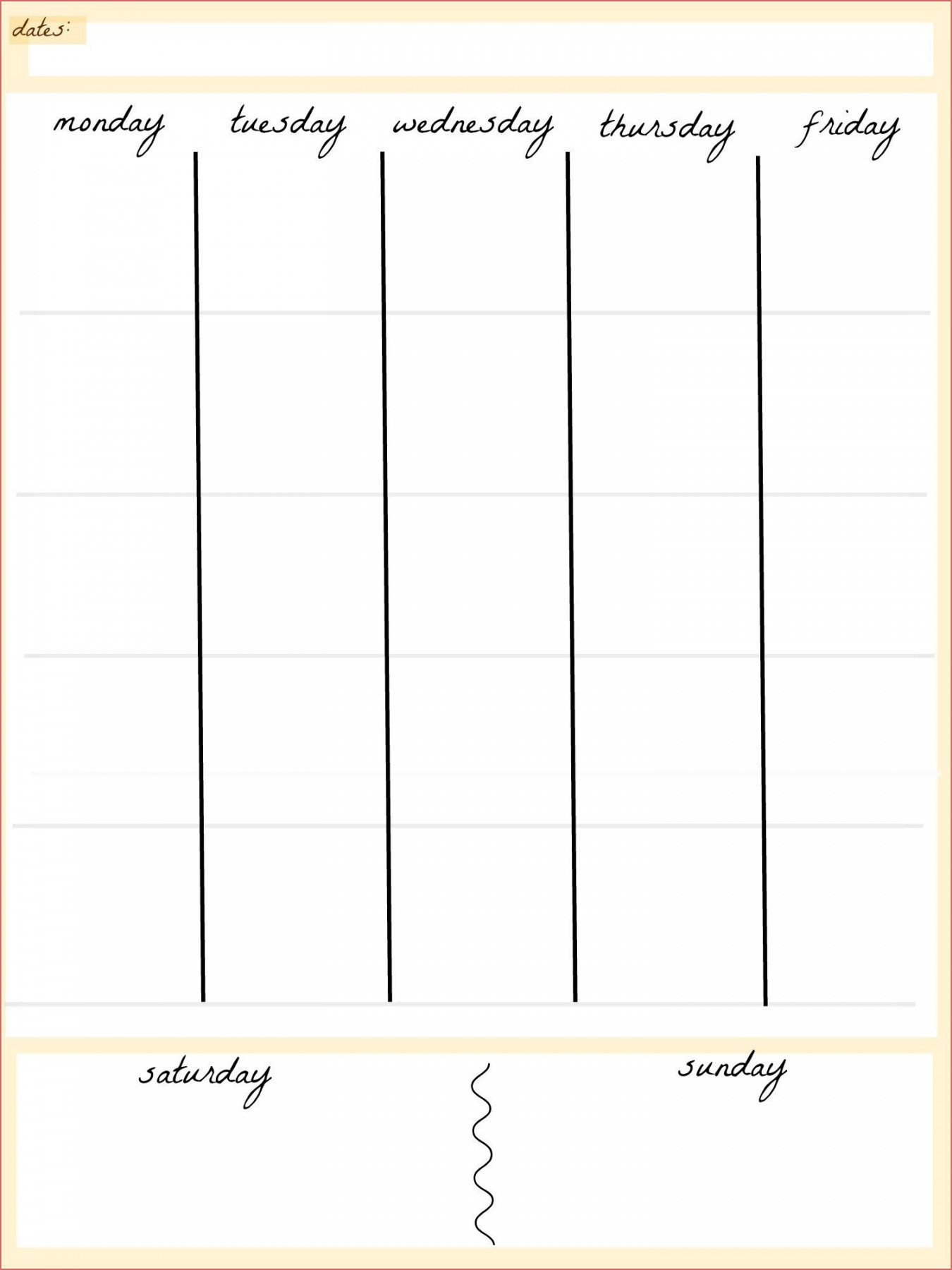 Blank Calendar Printable  Day  Calendar printables, Blank weekly