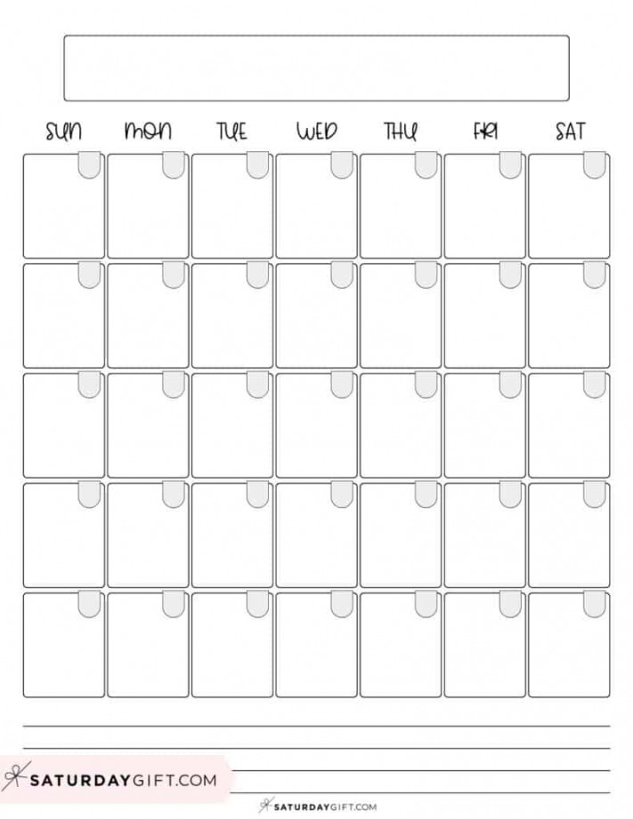 Blank Calendar templates -  Cute & Free Printables  SaturdayGift