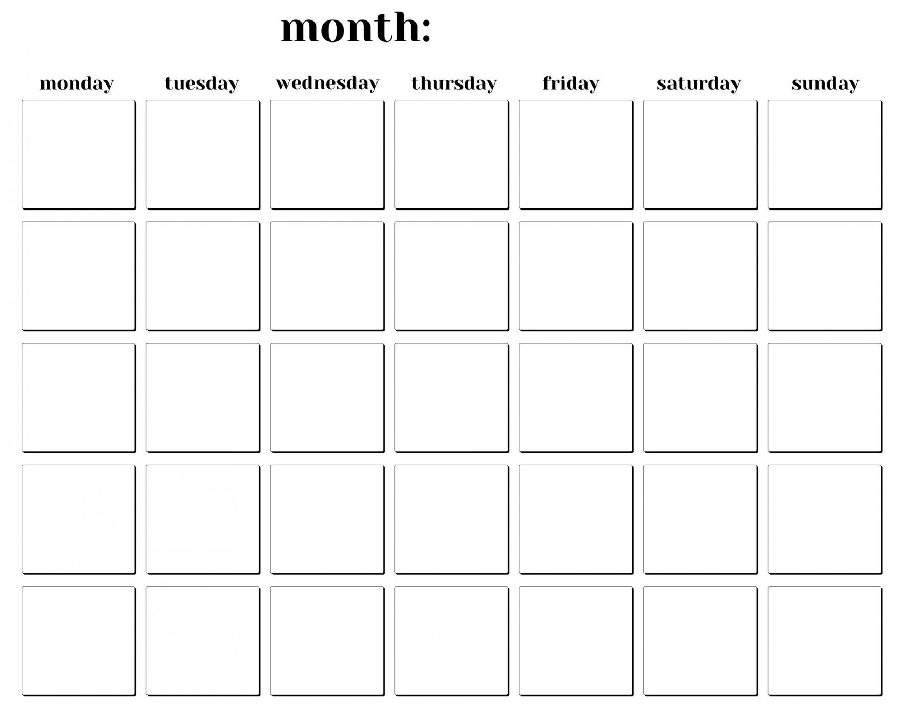 Blank Minimal Calendar Template,  X