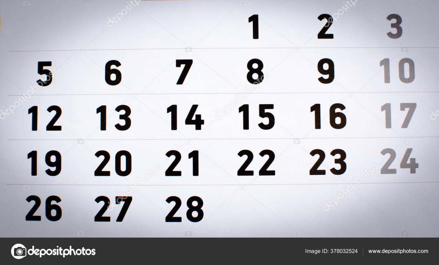 Calendar Page Numbers Close Planning Time Concept February