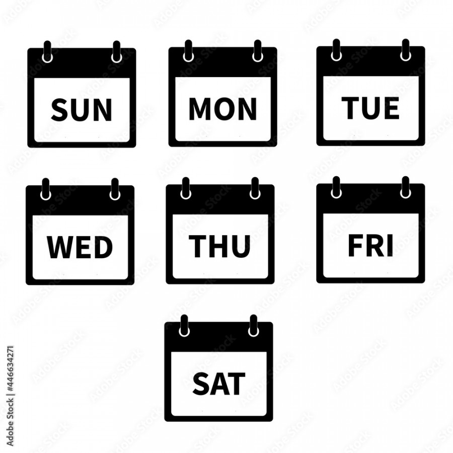 days of the week icon on white background