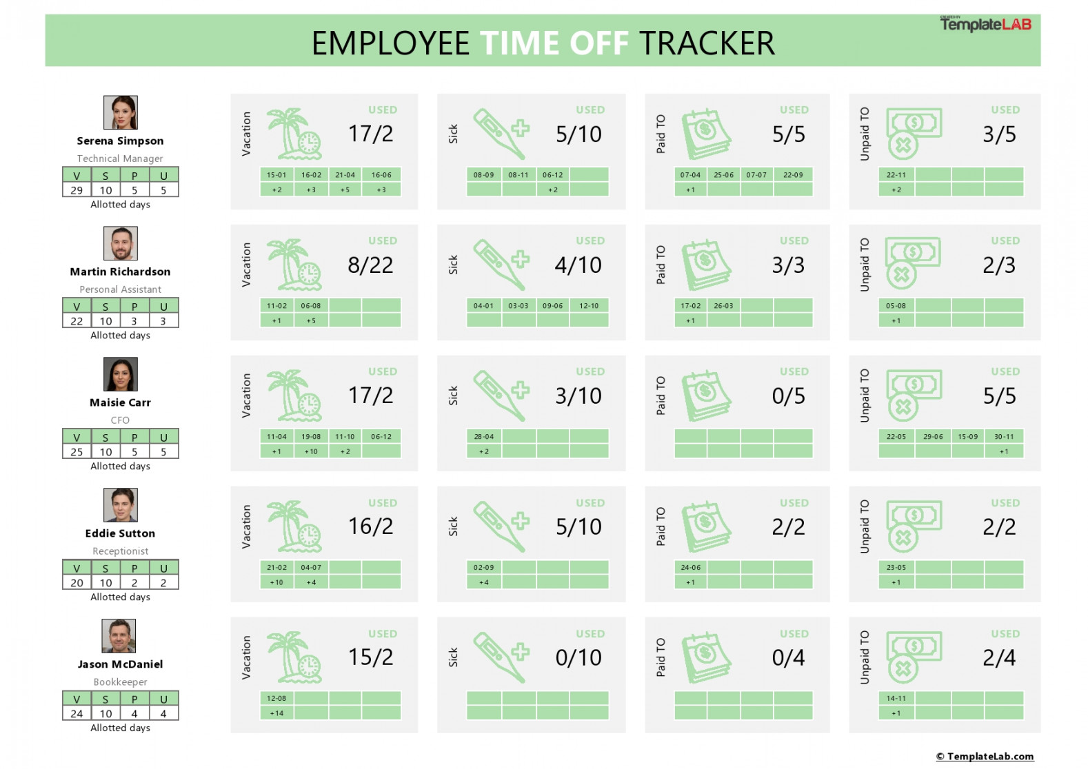 Employee Vacation Trackers (Excel & Word) ᐅ TemplateLab