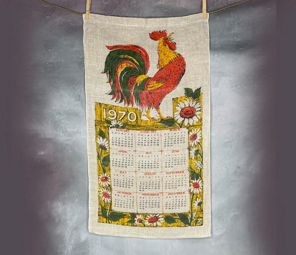 Folk Art Calendar, Burlap Calendar Wall Hanging, Folk Art Rooster  Calendar,  Calendar Tea Towel, Folk Art Tea Towel - Etsy