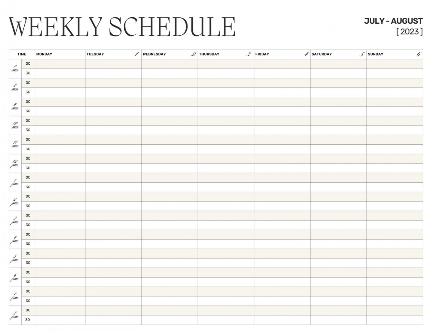 Free and customizable weekly planner templates  Canva